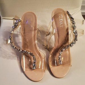 Embellished Clear Gladiator Heels